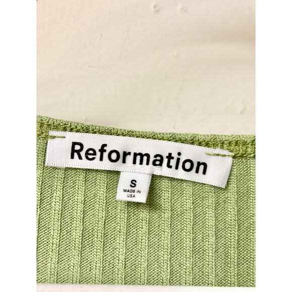 Reformation Percy Short Sleeve Knit Sweater Mini Dress Crocodile Green Women's S - Picture 5 of 6